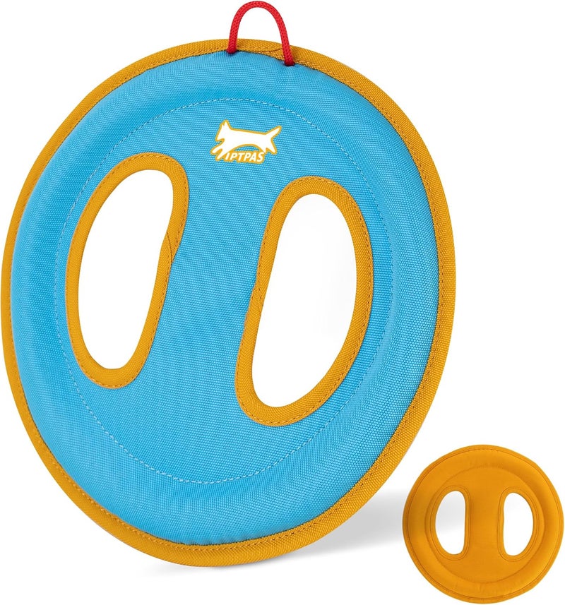 IPTPAS Dog Flying Disc Dog Flyer Toy for Fetch, Durable Nylon 9.5" Diameter with Soft and Thick Edges, Gentle on Teeth & Gums, Lightweight & Water Floating, Outdoor Play for All Breeds (C-Blue/Orange) - Image 1